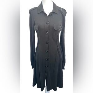 Free People Dress S Brown Button Front Military Utility Cotton Modal Midi Goblin